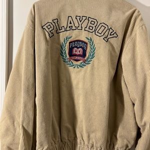 Playboy tan corduroy letterman’s jacket! Xs/s big fit! Super cute only worn once